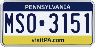 PA license plate MSO3151