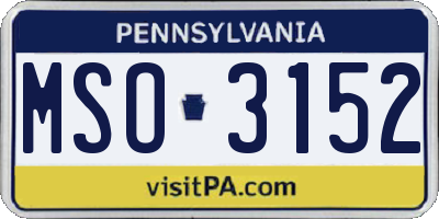 PA license plate MSO3152