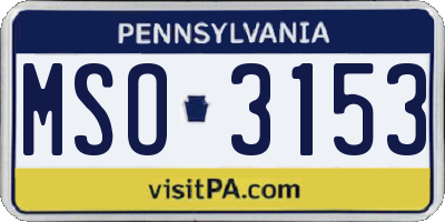 PA license plate MSO3153