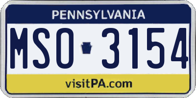 PA license plate MSO3154