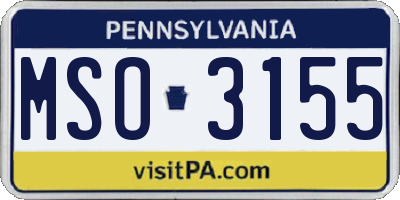 PA license plate MSO3155