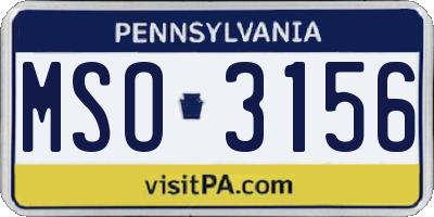 PA license plate MSO3156