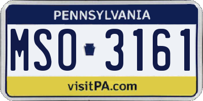 PA license plate MSO3161