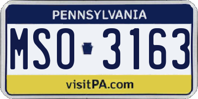 PA license plate MSO3163