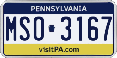 PA license plate MSO3167