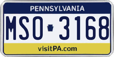 PA license plate MSO3168