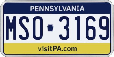PA license plate MSO3169