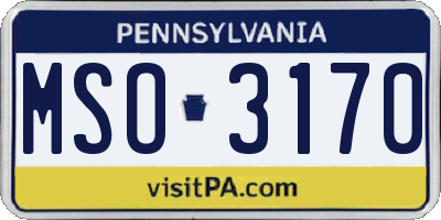 PA license plate MSO3170
