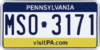 PA license plate MSO3171