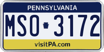 PA license plate MSO3172