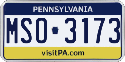 PA license plate MSO3173