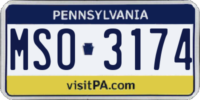 PA license plate MSO3174