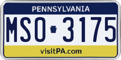 PA license plate MSO3175