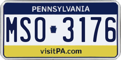 PA license plate MSO3176