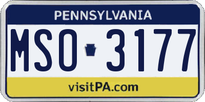 PA license plate MSO3177
