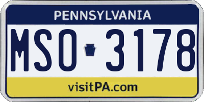 PA license plate MSO3178