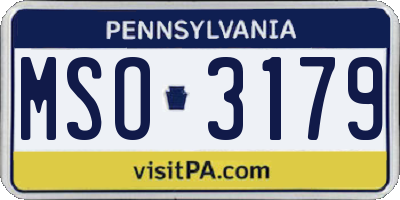 PA license plate MSO3179