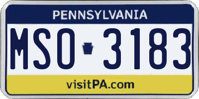 PA license plate MSO3183