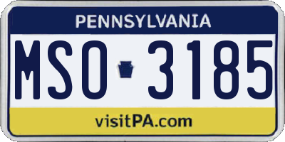 PA license plate MSO3185