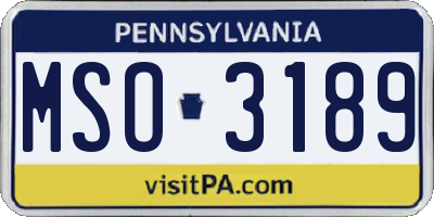 PA license plate MSO3189