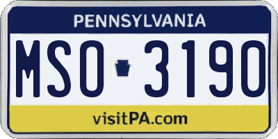 PA license plate MSO3190