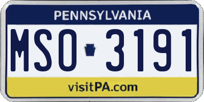 PA license plate MSO3191