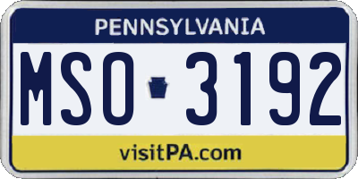PA license plate MSO3192