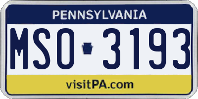 PA license plate MSO3193