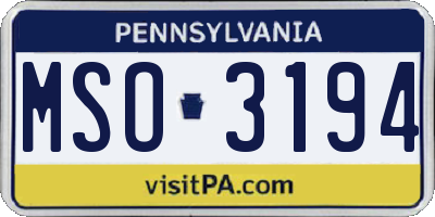 PA license plate MSO3194