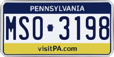 PA license plate MSO3198