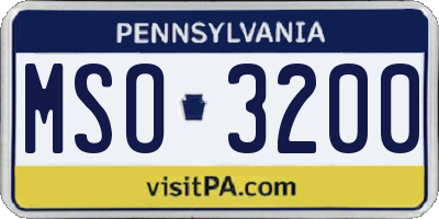 PA license plate MSO3200