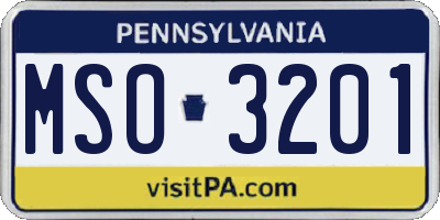 PA license plate MSO3201