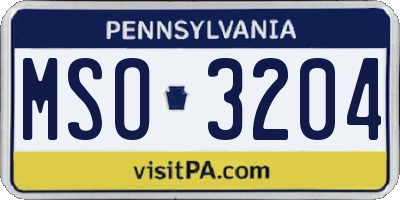 PA license plate MSO3204