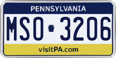 PA license plate MSO3206