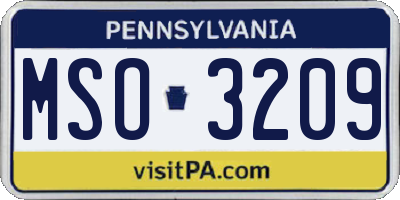 PA license plate MSO3209