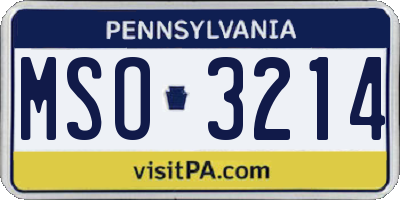PA license plate MSO3214