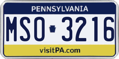 PA license plate MSO3216