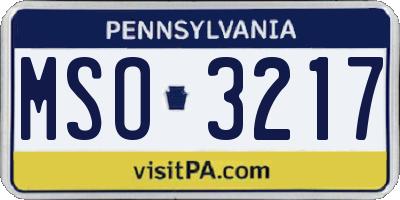 PA license plate MSO3217