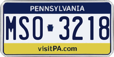PA license plate MSO3218