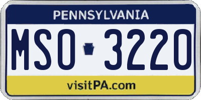 PA license plate MSO3220