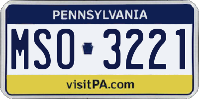 PA license plate MSO3221
