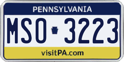 PA license plate MSO3223
