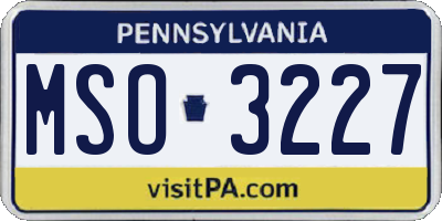 PA license plate MSO3227