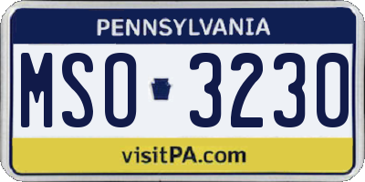 PA license plate MSO3230