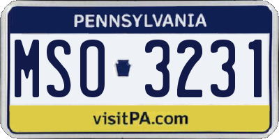 PA license plate MSO3231