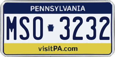 PA license plate MSO3232