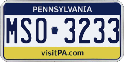 PA license plate MSO3233