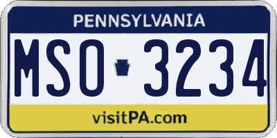 PA license plate MSO3234