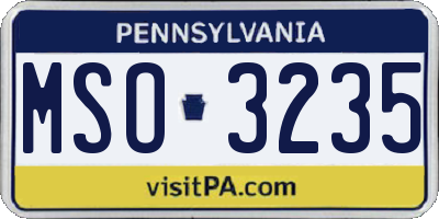 PA license plate MSO3235