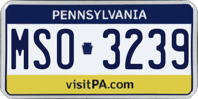 PA license plate MSO3239